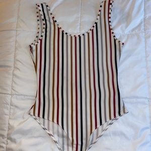 FUN striped body suit with low back